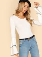 Romwe Layered Ruffle Sleeve Slim Fit T-shirt