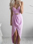 Romwe Cross Wrap Asymmetric Chiffon Cami Dress - Purple