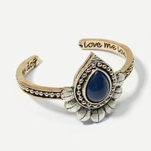 Romwe Letter Engraved Gemstone Cuff Bracelet