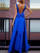 Romwe Sleeveless Open Back Bow Maxi Dress