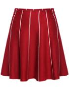 Romwe Vertical Stripe Flouncing Red Skirt