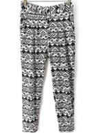 Romwe Black White Geometric Print Pant