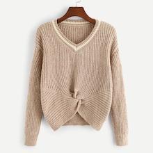 Romwe Twist V-neck Jumper