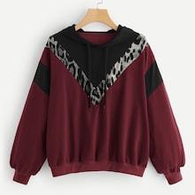 Romwe Cut And Sew Panel Hooded Sweatshirt