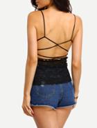 Romwe Lace Inset Crisscross Cami