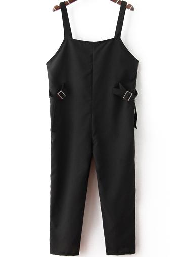 Romwe Straps Vintage Black Jumpsuit