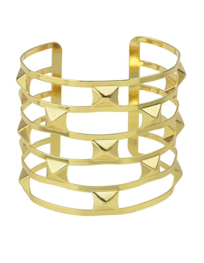 Romwe Gold Plated Wide Cuff Bracelet