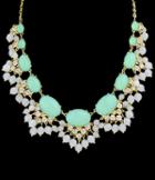 Romwe Green Gemstone Chain Necklace