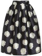 Romwe Flower Print Zipper Skirt