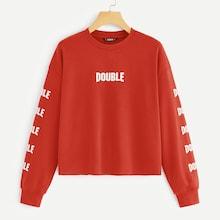 Romwe Drop Shoulder Letter Pullover