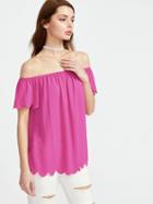 Romwe Scalloped Off The Shoulder Top