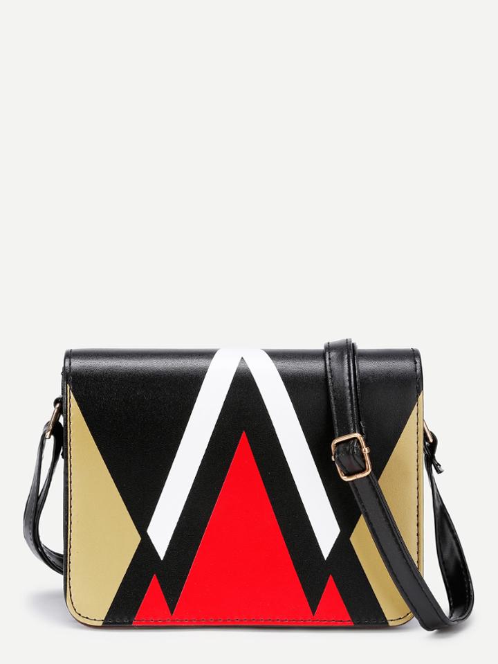 Romwe Chevron Design Pu Crossbody Bag