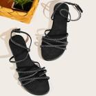 Romwe Braided Detail Ankle Strap Sandals