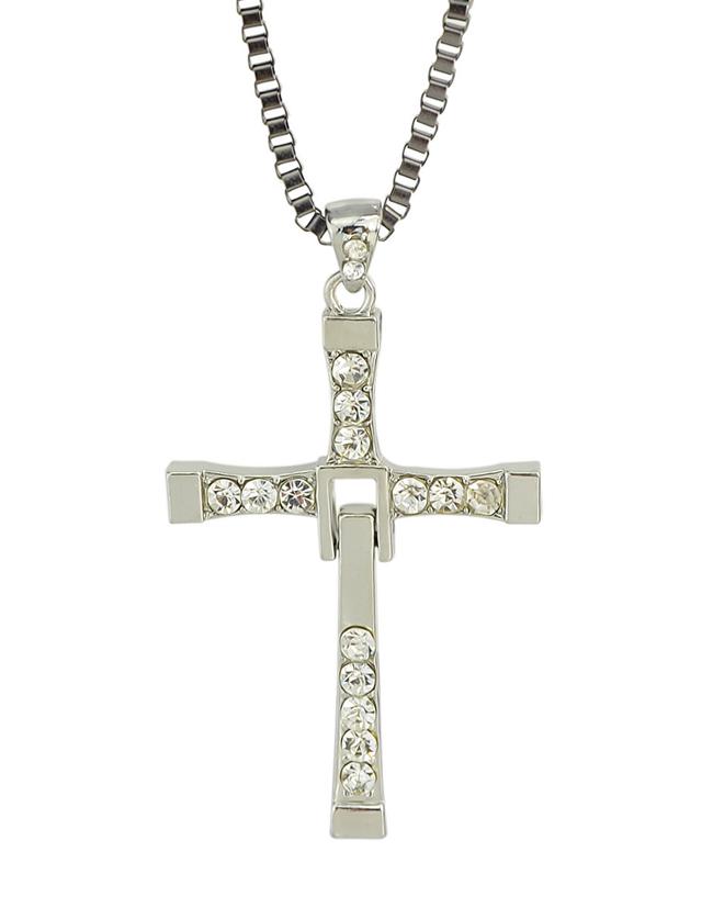 Romwe Silver Plated Long Cross Pendant Necklace For Women