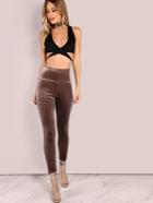 Romwe Velvet Leggings Mocha