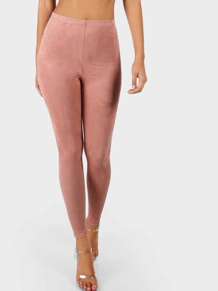 Romwe High Waisted Suede Leggings