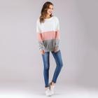 Romwe Colorblock Knot-back Drop Shoulder Sweatshirt