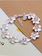 Romwe Silver Flower Diamond Bracelet
