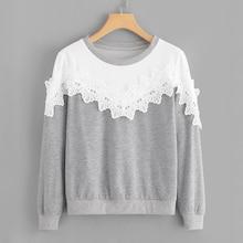 Romwe Contrast Lace Sweatshirt