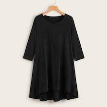 Romwe Solid Dip Hem T-shirt Dress