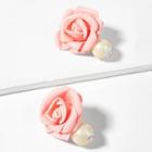 Romwe Faux Pearl Rose Stud Earrings