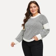 Romwe Plus Drop-shoulder Plaid Jumper
