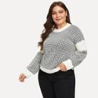 Romwe Plus Drop-shoulder Plaid Jumper