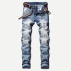 Romwe Men Patch & Shirred Detail Jeans
