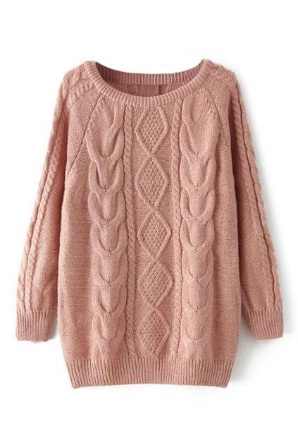 Romwe Twisted Sheer Pink Jumper