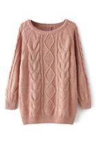 Romwe Twisted Sheer Pink Jumper