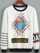 Romwe Striped Letter Print Sweatshirt