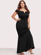 Romwe Off Shoulder Zip Back Maxi Dress