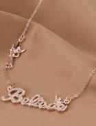 Romwe Gold Diamond Believe Chain Necklace