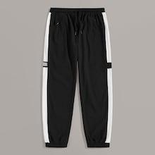 Romwe Guys Contrast Panel Side Drawstring Waist Pants