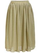 Romwe Elastic Waist Pleated Gold Skirt