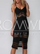 Romwe Black Spaghetti Strap Backless Hollow Dress