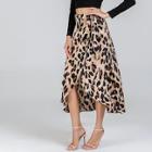 Romwe Waist Knot Leopard Print Skirt