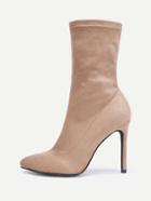 Romwe Pointed Toe Mid Calf Stiletto Boots