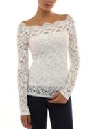 Romwe White Lace Embroidered Off The Shoulder Blouse