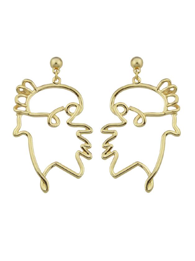 Romwe Gold Geometric Drop Statement Earrings For Women