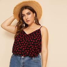 Romwe Plus Heart Print Cami Top