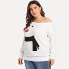 Romwe Plus Christmas Snowman Print Sweatshirt