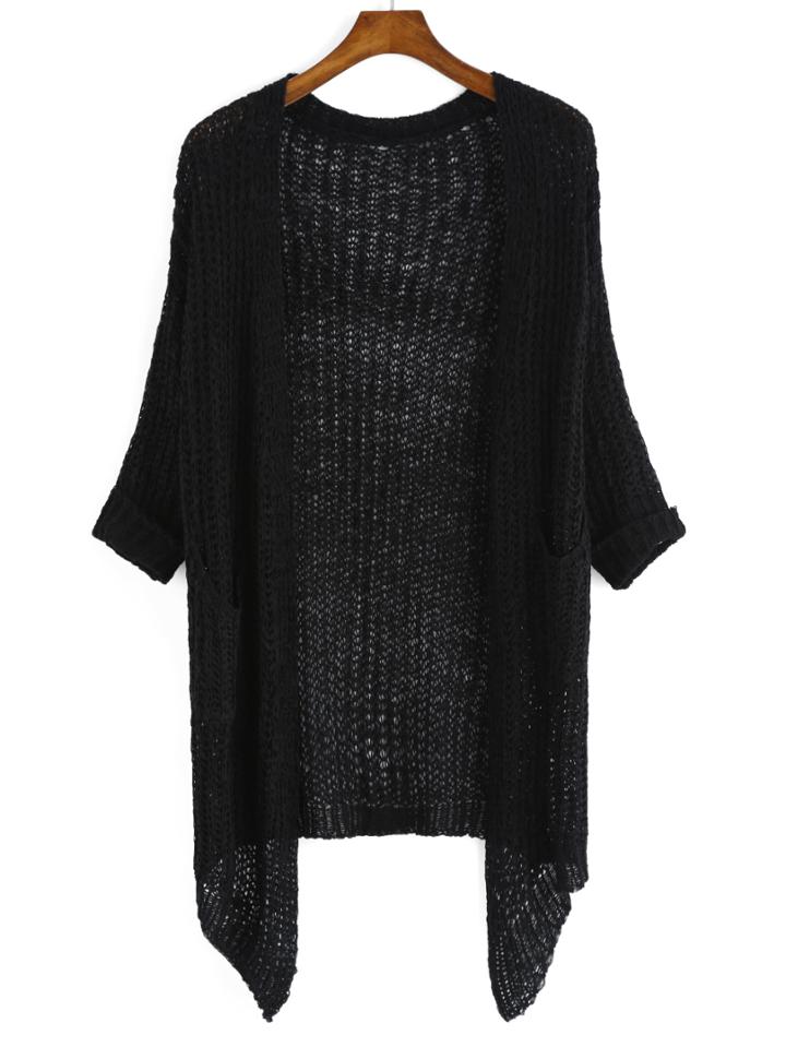Romwe Open Front Hollow Coat