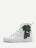 Romwe Palm Tree Embroidery High Top Trainers