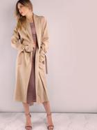 Romwe Belted Cuff And Back Duster Coat