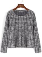 Romwe Women Vertical Striped Grey Sweater