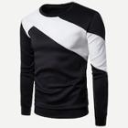 Romwe Men Color Block Round Neck Sweatshirt