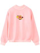 Romwe Cartoon Print Loose Pink Sweatshirt