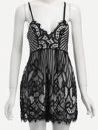 Romwe Black V Neck Lace Cami Romper