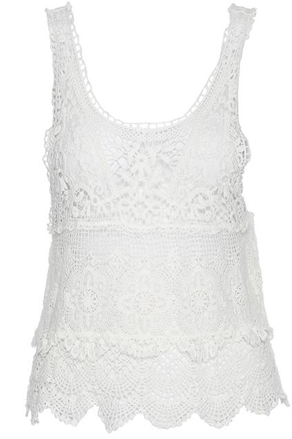 Romwe Hollow-out Lace Crochet White Vest